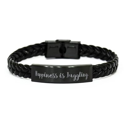 InStyle Connection Fun Juggling, Happiness is Juggling, Holiday Braided Leather Bracelet for Juggling
