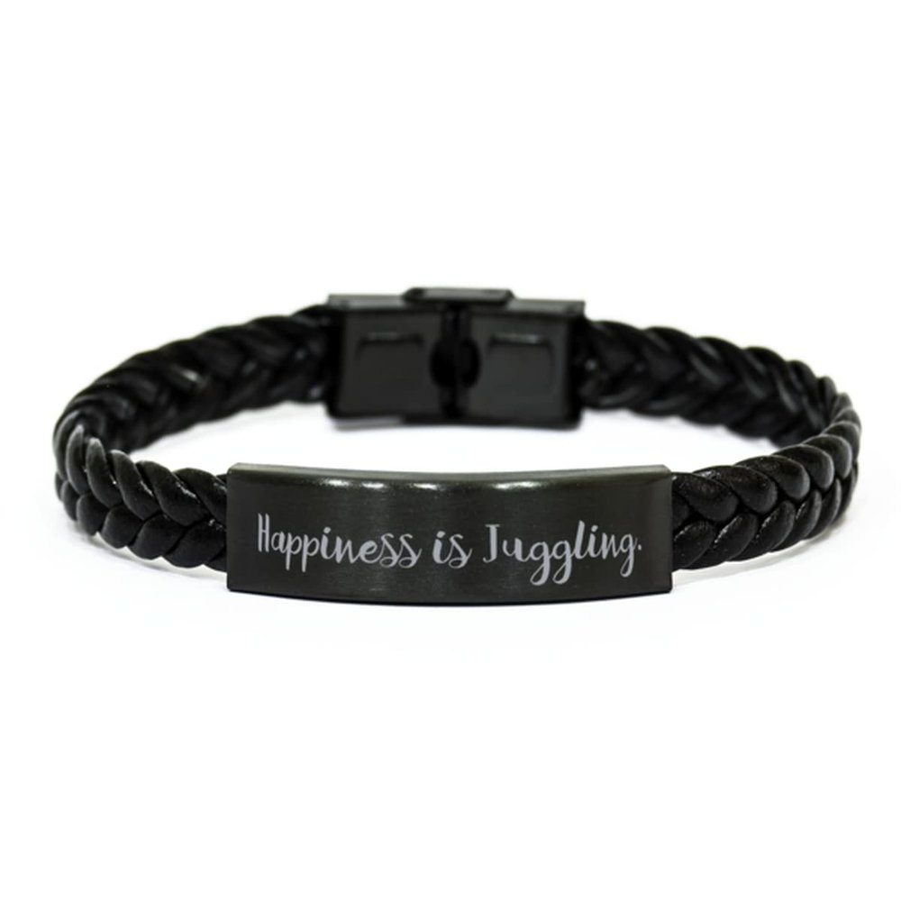 InStyle Connection Fun Juggling, Happiness is Juggling, Holiday Braided Leather Bracelet for Juggling