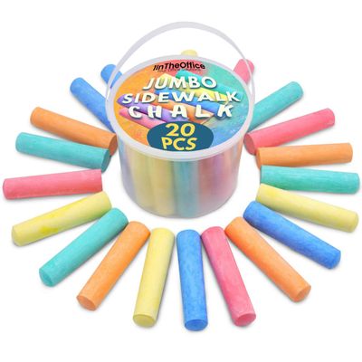 1InTheOffice Jumbo Sidewalk Chalk, Outdoor Bright Colored Chalk, Washable, Assorted Colors (20 Pcs)