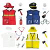 Lesheng space 4 Sets Dress Up Clothes for Kids, Pretend Dress Up Trunk of Firefighter costume/Doctor/Policeman/Construction Worker Role Play Set with Realistic Accessories view 2
