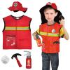 Lesheng space 4 Sets Dress Up Clothes for Kids, Pretend Dress Up Trunk of Firefighter costume/Doctor/Policeman/Construction Worker Role Play Set with Realistic Accessories view 3