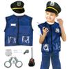 Lesheng space 4 Sets Dress Up Clothes for Kids, Pretend Dress Up Trunk of Firefighter costume/Doctor/Policeman/Construction Worker Role Play Set with Realistic Accessories view 4