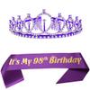Dgasin 98th Birthday Party Supplies Women Happy 98th Birthday Sash and Birthday Tiara Cystal Princess Crowns Birthday Decorations Favors Gift view 1