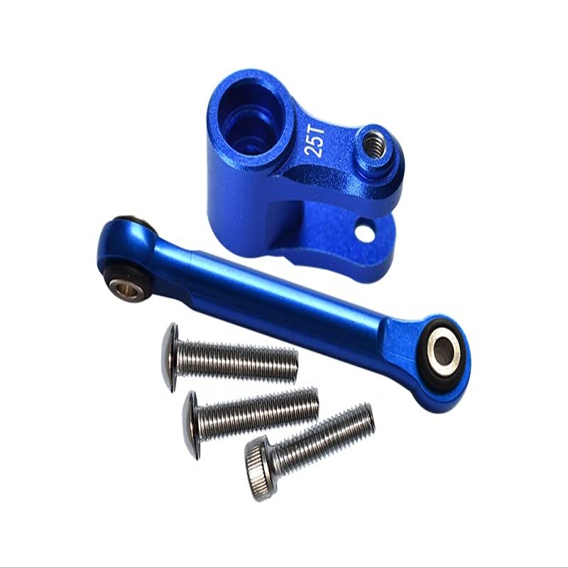 5Pc Set Upgrades Aluminum Servo Horn 25T with Tie Rod 1/10 Maxx Monster Truck 89076-4 RC Cars by GPM (Blue)