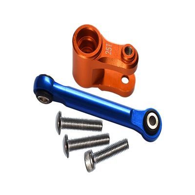 5Pc Set Upgrades Aluminum Servo Horn 25T with Tie Rod 1/10 Maxx Monster Truck 89076-4 RC Cars by GPM (Orange)