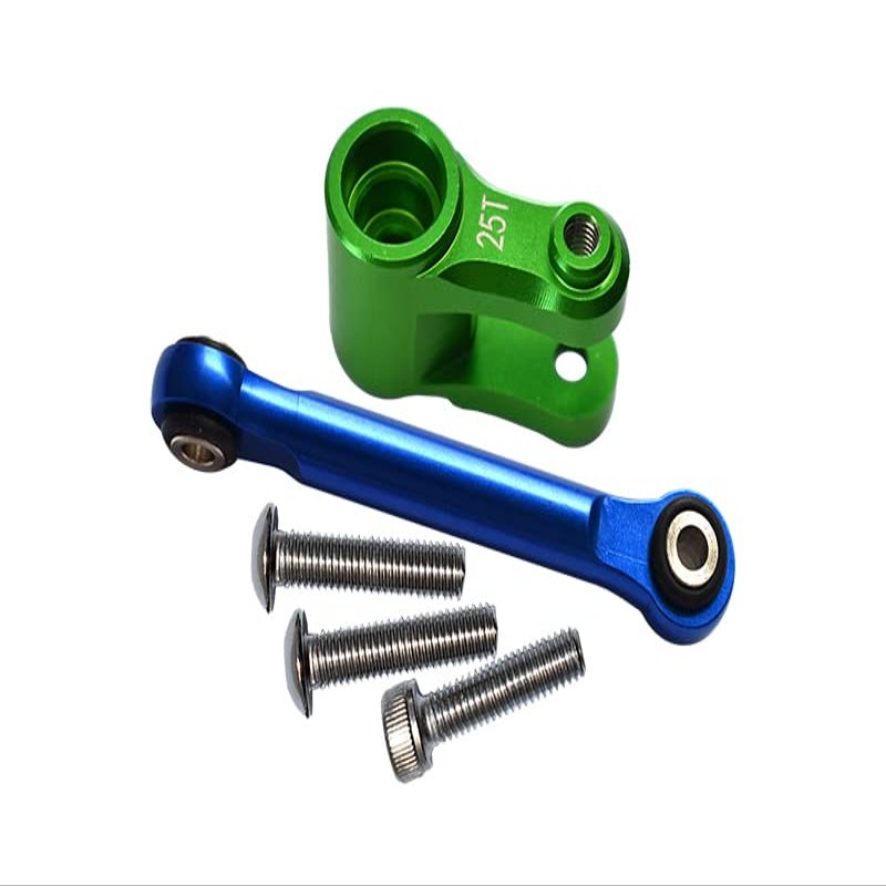 5Pc Set Upgrades Aluminum Servo Horn 25T with Tie Rod 1/10 Maxx Monster Truck 89076-4 RC Cars by GPM (Green)