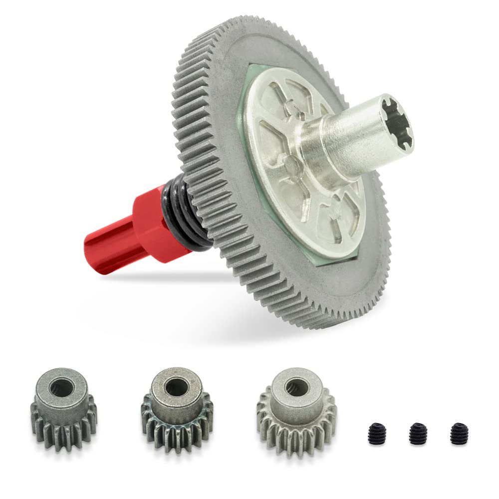 OGUNKE 91T Spur Gear Slipper Clutch 48dp Spur Gear Differential Gear with 21T 19T 17T Pinions Gear Set for 1/10 Arrma Senton 4X4 550 / Granite 4X4 550 / Typhon 4X4 550 Replace Part# ARA311030 (Red)