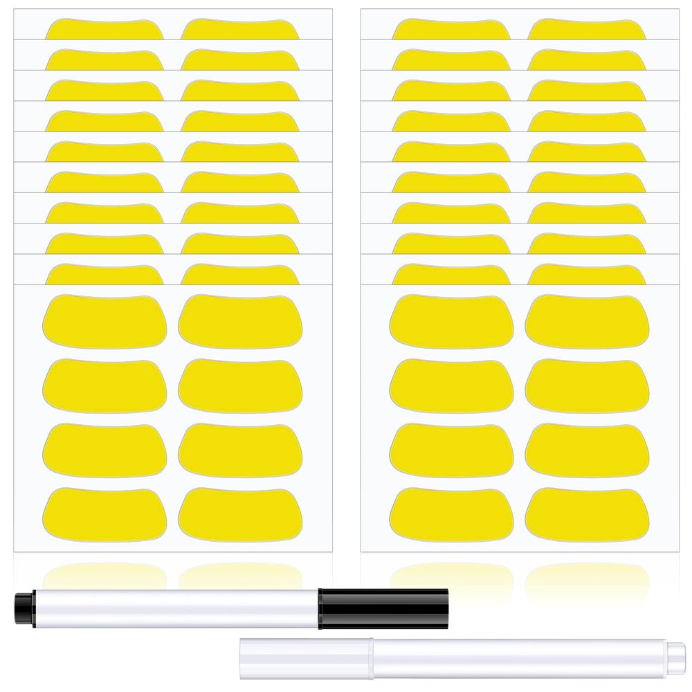 160 Pieces Sports Eye Stickers for Kids Football Softball Baseball Face Stickers Lacrosse Fans Eye Strips with 2 Pencils for Party Game Sport Supplies(Yellow)