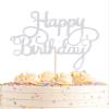 AHAORAY Silver Glitter Birthday Cake Topper - Eco-Friendly Cardboard Cake Bunting Decor, 1 Piece, for Birthday Party Decoration Supplies view 1