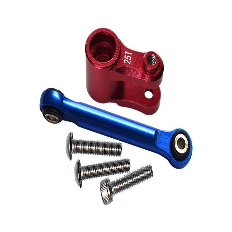 5Pc Set Upgrades Aluminum Servo Horn 25T with Tie Rod 1/10 Maxx Monster Truck 89076-4 RC Cars by GPM (red)