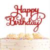 AHAORAY Happy Birthday Cake Topper - Red Glitter Happy Birthday Cake Bunting Decor - Anniversary Party Cake Decoration Supplies, for Photo Booth Props view 1