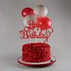 AHAORAY Happy Birthday Cake Topper - Red Glitter Happy Birthday Cake Bunting Decor - Anniversary Party Cake Decoration Supplies, for Photo Booth Props view 2