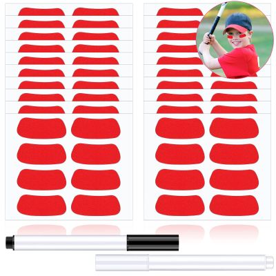 160 Pieces Sports Eye Stickers for Kids Football Softball Baseball Face Stickers Lacrosse Fans Eye Strips with 2 Pencils for Party Game Sport Supplies(Red)