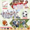 160 Pieces Sports Eye Stickers for Kids Football Softball Baseball Face Stickers Lacrosse Fans Eye Strips with 2 Pencils for Party Game Sport Supplies(Red) view 4