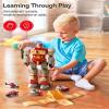 Transforming Toys - Dinosaur Robot Action Figures - Magnetic Assembling Robot Toys for Kids All-in-One Design Transforming Animals, Robots, Military Base Including Battle Guns, Cars, Airplane Models view 2