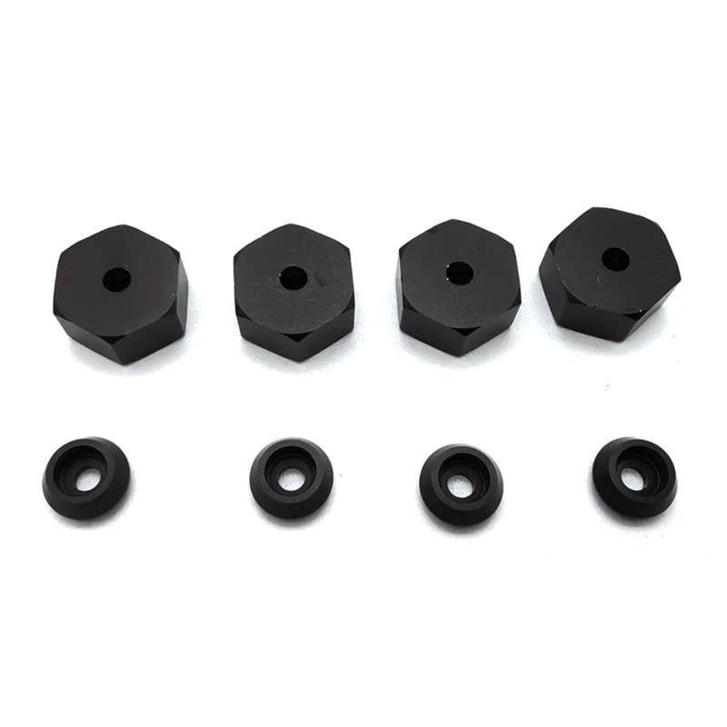 Alin-Z 4PCS 5mm to 12mm Metal Combiner Wheel Hub Hex Adapter for WPL D12 C24 C34 B24 B36 MN D90 D99 RC Car Upgrade Parts ( Color : Black )