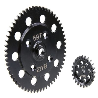 GTBRacing 1/5 RC Car LOSI Desert Buggy DBXL 57T/24T 58T/23T 59T/22T 60T/21T 61T/20T Harden Steel Pinion Spur Gears Set (59T+22T)