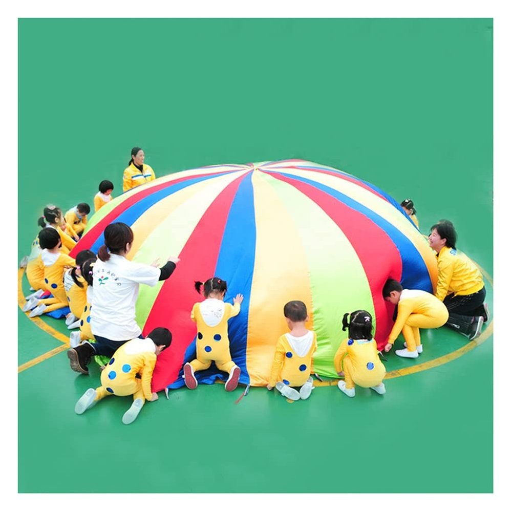 Adult Kids Play Rainbow Parachute, Outdoor Activities Backyard Lawn Games Parachute Tent, 2-100 People Group Activity Teamwork Game (Size : 1m/3.28ft)