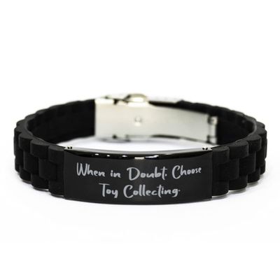 Toy Collecting for Men Women, When in Doubt, Choose, Beautiful Toy Collecting Black Glidelock Clasp Bracelet, Engraved Bracelet from