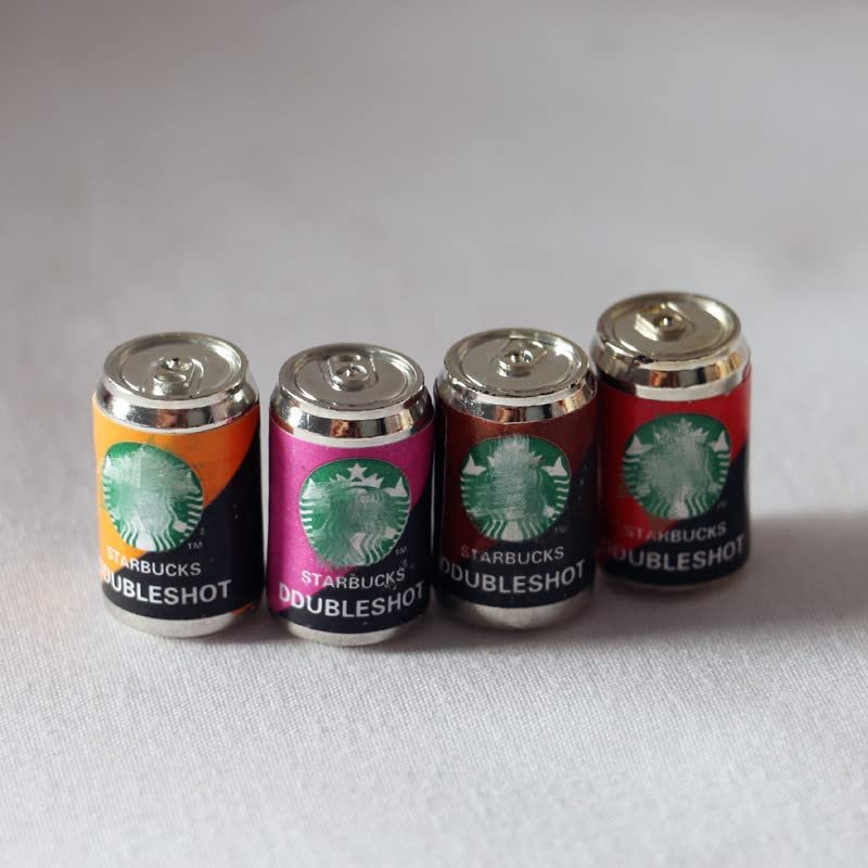 SXFSE Dollhouse Decoration Accessories, 1:12 Dollhouse Ornament 4 Pcs Miniature Imitation Mini Mocha Coffee Cans