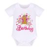 IMEKIS Rainbow Outfits for Baby Girl 1st Birthday Outfit Toddler Girl Cake Smash Romper Tutu Skirt Lace Ruffle Socks Bows Headband Photo Shoot Unicorn Party Stars 1st Birthday 1 Year view 2