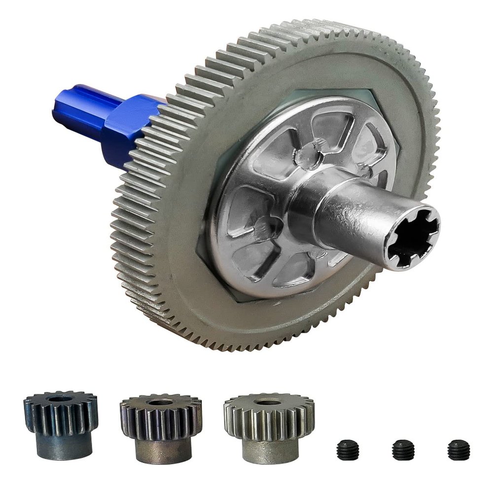 91T Spur Gear Slipper Clutch Set Upgrades Part Compatible with 1/10 Arrma Granite 4X4 550, Senton 4X4 550, Typhon 4X4 550, 91T 48DP Spur Differential Gear and 17T 19T 21T Pinions Gear Set, Blue