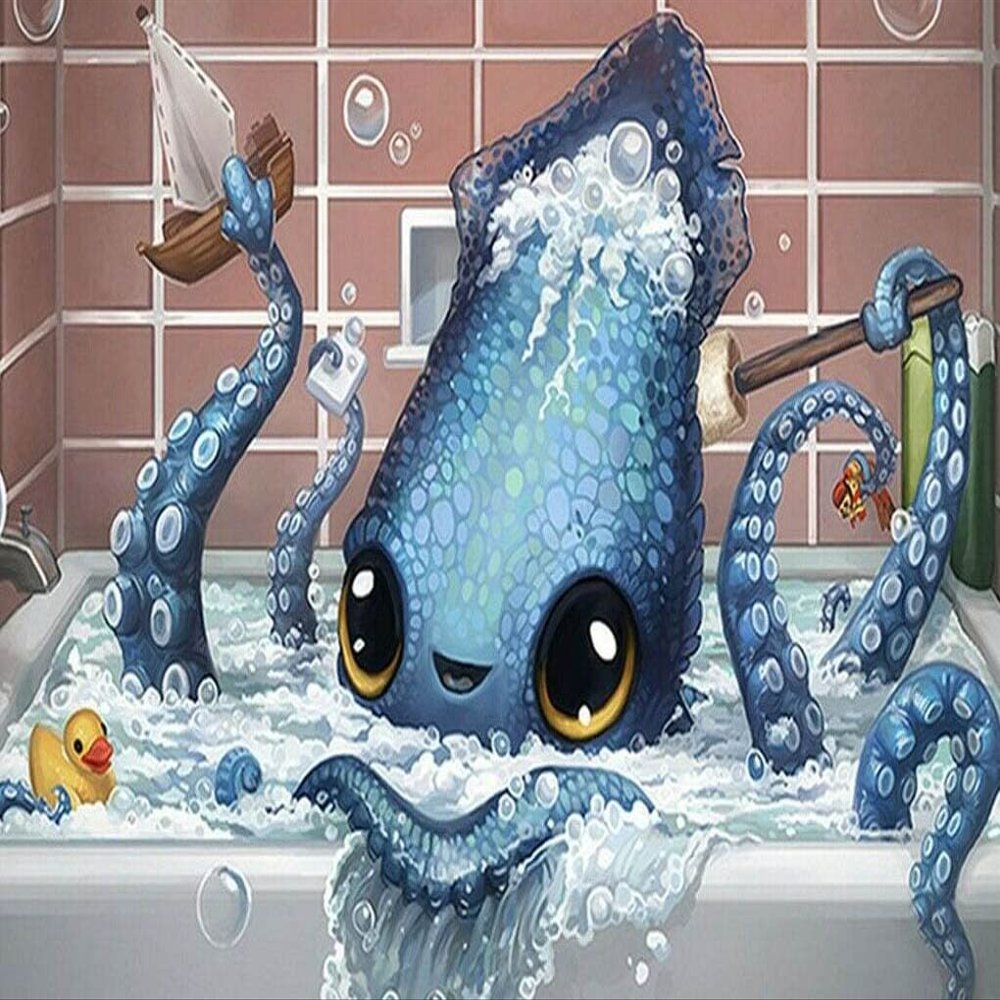 1000 Pieces Jigsaw Puzzle for Adults, Bathing Octopus Wooden Jigsaw Puzzle, Exercise Memory Relieve Stress Game Jigsaw Puzzle Family Activities Decompression Gifts