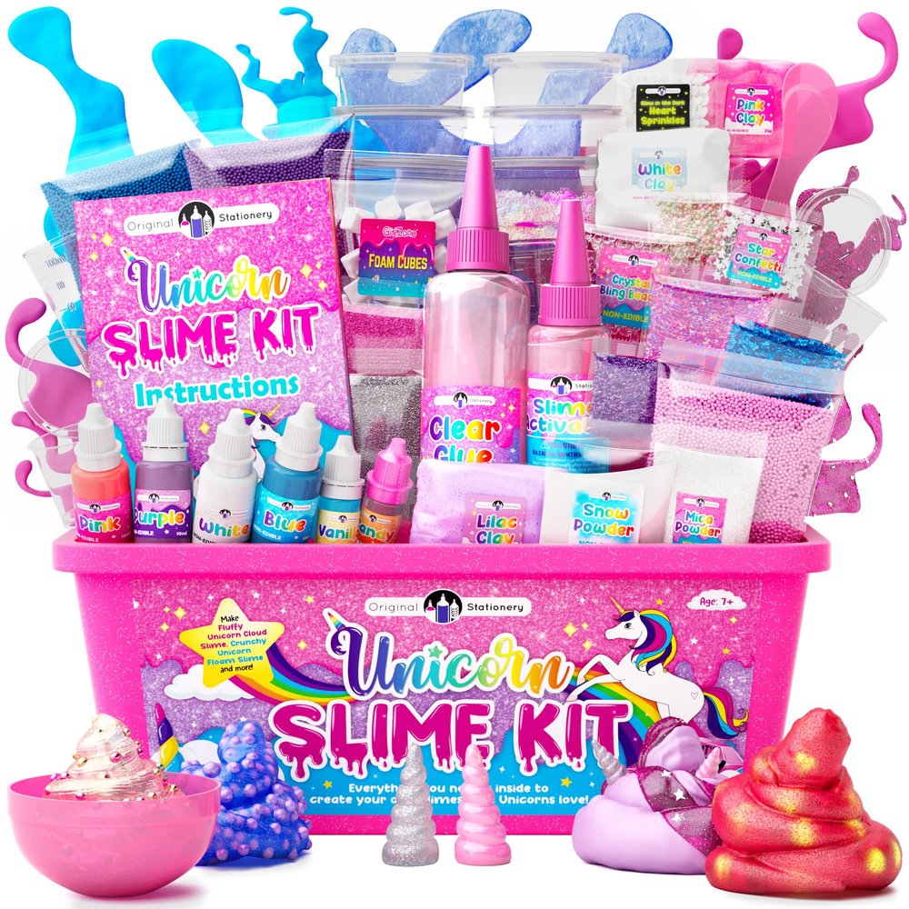 Original Stationery Unicorn Glow-in-The-Dark Slime Kit for Girls Ages 712, DIY Slime Making Set with 25+ Mix-Ins & Activator, Fun Creative Craft Activity, Easter & Birthday Gift for Kids