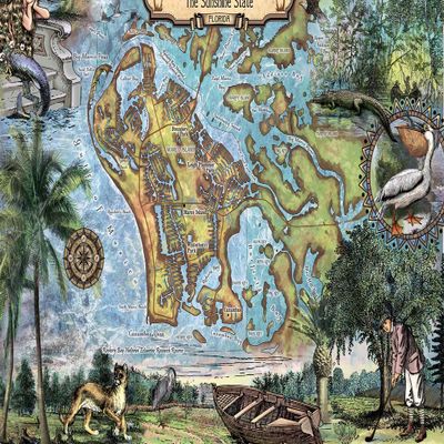 1000 Pieces Jigsaw Puzzle for Adults, Marco Island Florida Map Wooden Jigsaw Puzzle, Exercise Memory Relieve Stress Game Jigsaw Puzzle Family Activities Decompression Gifts