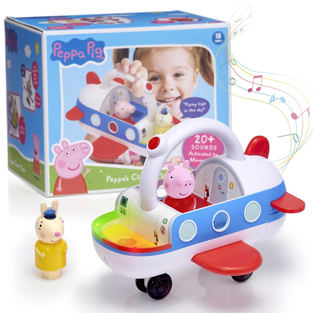 Wow! Stuff Peppa Pig Toys Clever Plane | Pre-School Learning Interactive Toy | 25+ Lights, Sounds and Phrases | Reacts to Motion Detection | for Toddlers Both Girls and Boys Ages 3+, White