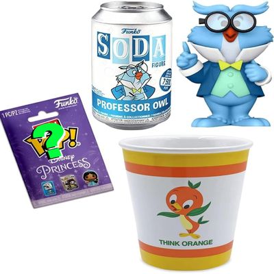 Birdie Nostalgia Orange Disney Figure Pop Soda Owl Professor Character Friend + Orange Bird Souvenir Retro Time + Itty Bitty Mini Pop! Blind Bag 3-Items