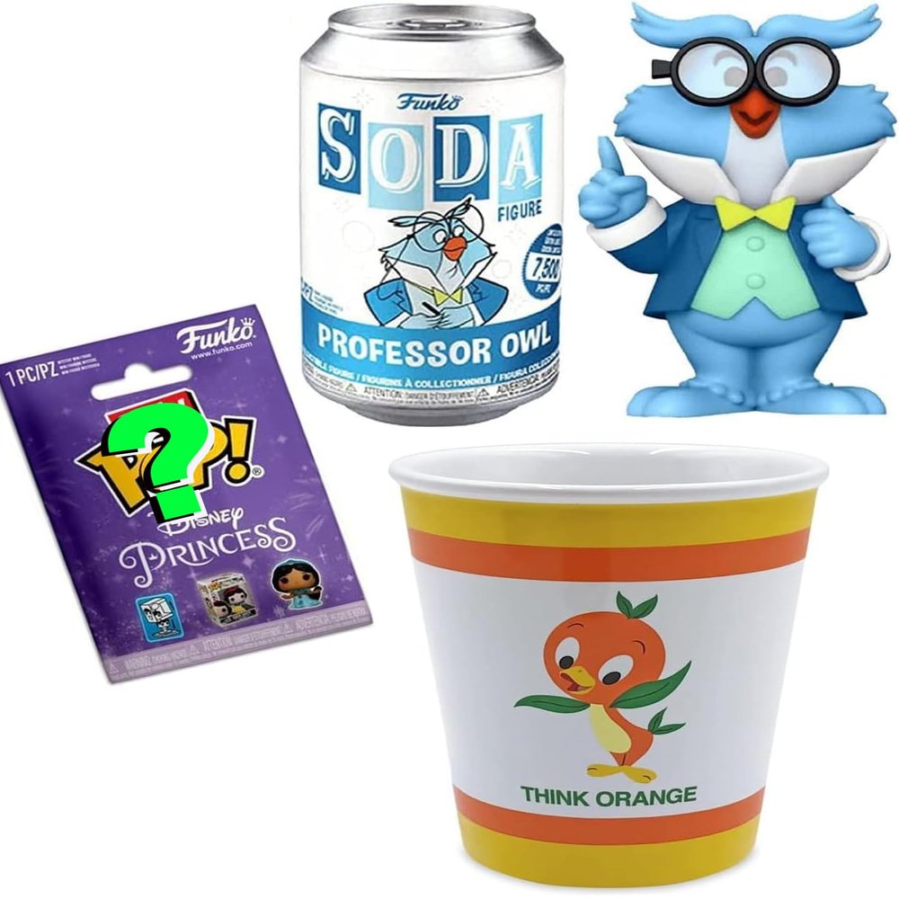 Birdie Nostalgia Orange Disney Figure Pop Soda Owl Professor Character Friend + Orange Bird Souvenir Retro Time + Itty Bitty Mini Pop! Blind Bag 3-Items