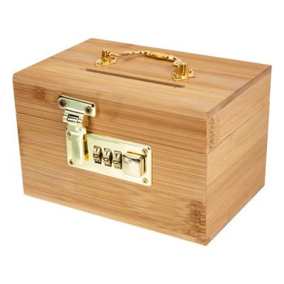 Beavorty Wooden Piggy Bank Lock Vintage Style Bamboo Money Pot Retro Design Storage Case for Boys and Girls Space-Saving Treasure Box for Saving Cash and Developing Habits