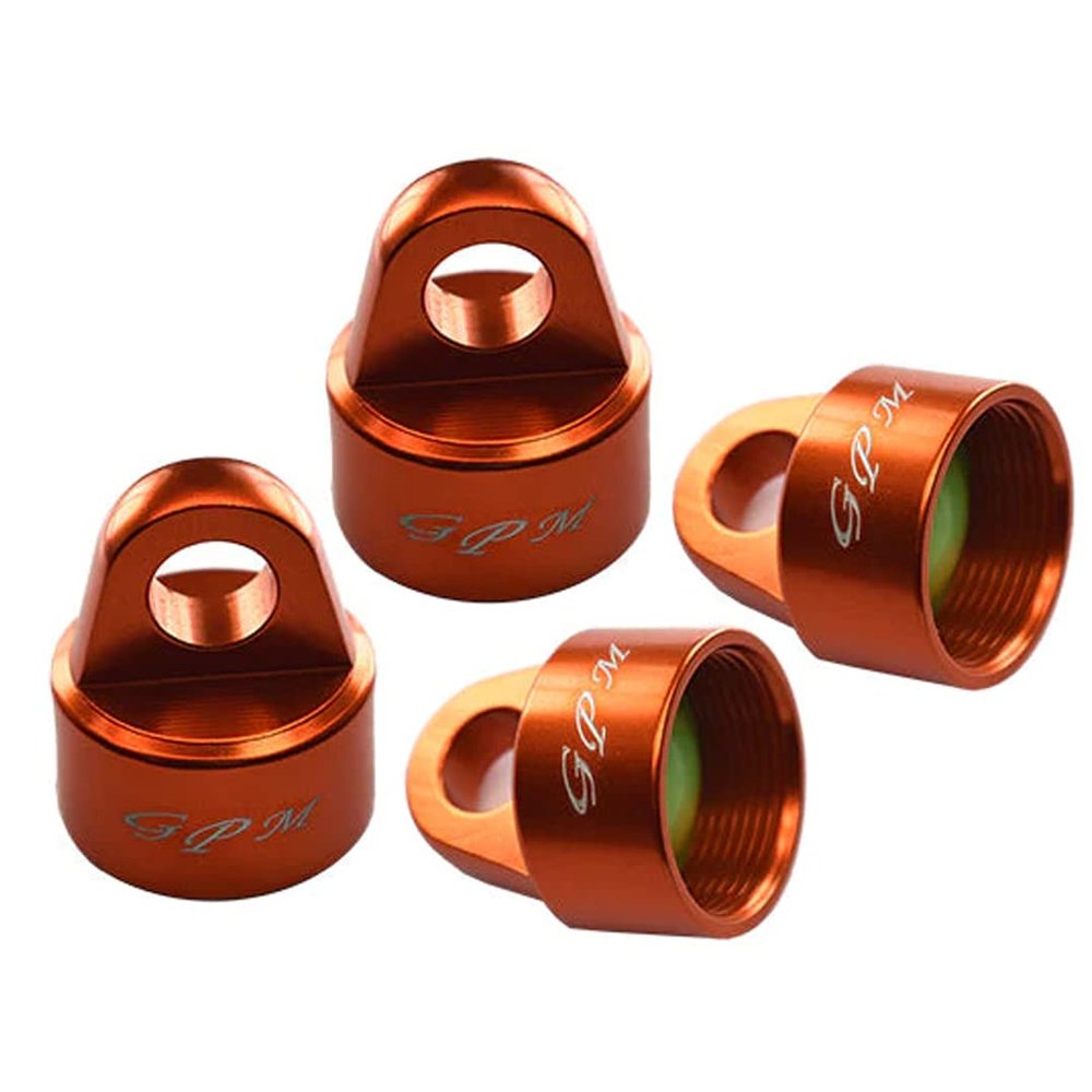 GPM RACING 4Pc Set upgrades Aluminum 6061-T6 Damper Top Cap For Gpm And Original Shock Absorbers Traxxas 1/8 4Wd Sledge Monster Truck95076-4RC Cars by GPM (orange)