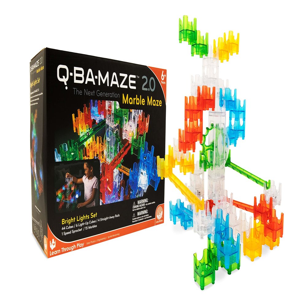 MindWare Q-BA-Maze Bright Lights The Next Generation Marble Maze Kids Toys - STEM Marble Run - Recommended for Ages 6+ - Educational Gift for Boys and Girls