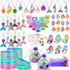 BANBALLON 90 PCS Mermaid Party Favors for Girls - Mermaid Birthday Supplies with Bracelets, Necklaces, Rings, Keychains, Tattoo Stickers, Post-it Notes & Goodie Bags view 2
