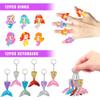 BANBALLON 90 PCS Mermaid Party Favors for Girls - Mermaid Birthday Supplies with Bracelets, Necklaces, Rings, Keychains, Tattoo Stickers, Post-it Notes & Goodie Bags view 4