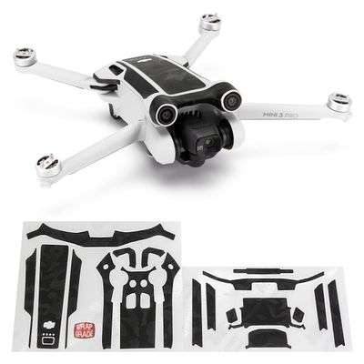 WRAPGRADE Skin Stickers Compatible with DJI Mini 3 Pro | Accent Color (Black Bumpy CAMO)