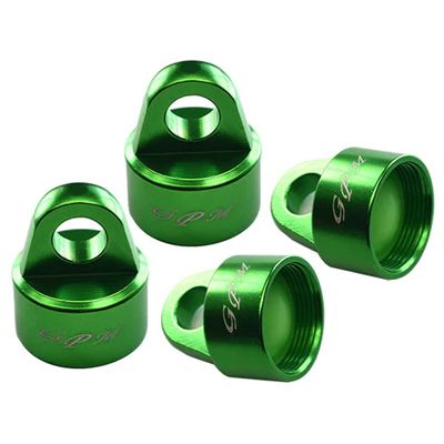 4Pc Set upgrades Aluminum 6061-T6 Damper Top Cap For Gpm And Original Shock Absorbers Traxxas 1/8 4Wd Sledge Monster Truck95076-4RC Cars by GPM (green)