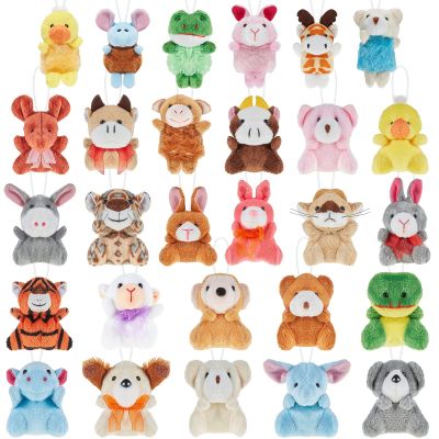 100 Pcs Mini Plush Animals Toy Set Cute Small Stuffed Animal Keychain Assortment for Boys Girls Valentine Carnival Prize Christmas Claw Machine Party Favor Classroom Reward Goodie Fillers, 28 Styles