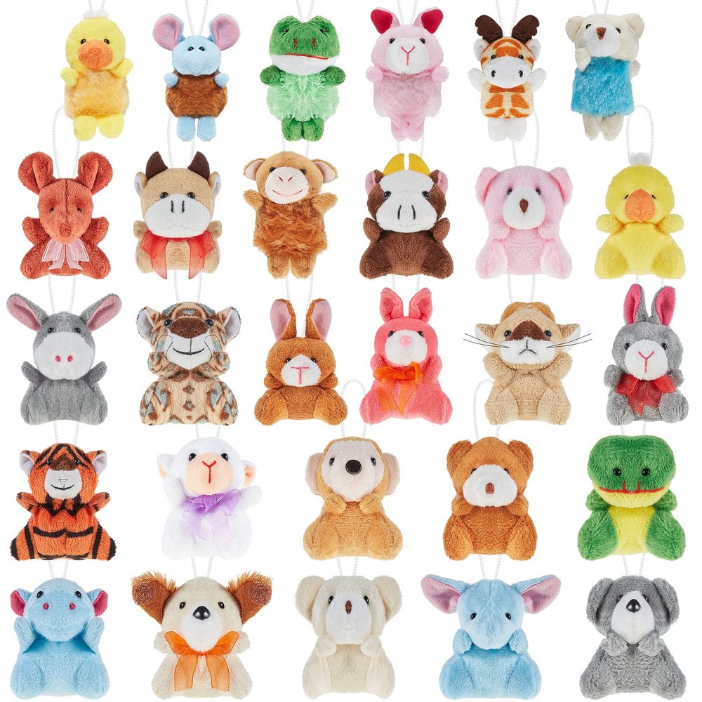 100 Pcs Mini Plush Animals Toy Set Cute Small Stuffed Animal Keychain Assortment for Boys Girls Valentine Carnival Prize Christmas Claw Machine Party Favor Classroom Reward Goodie Fillers, 28 Styles