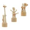 3PCS Wooden Finger Puppets Wood Animal Statues Wooden Animal Shape Crafts for Adults Puppy Modeling Ornaments Toddler Clown Table Decoration view 3