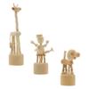 3PCS Wooden Finger Puppets Wood Animal Statues Wooden Animal Shape Crafts for Adults Puppy Modeling Ornaments Toddler Clown Table Decoration view 4