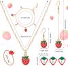 Strawberry Crossbody Bag Jewelry Set for Women Teen Girls, Strawberry Purse Cute Fruit Necklace Bracelet Earrings Ring Hair Clips Set Princess Dress up Pretend Play Jewelry Gifts view 3