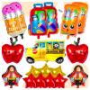 20 Pcs Back to School Balloons, Colorful School Bus Balloons Pencil Apple Crayon Foil Mylar Balloon for Party Decorations Supplies view 1