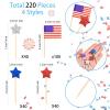 220 Pcs American Flag Patriotic Cupcake Toppers 4th of July Double Sides Glitter Star Cupcake Toppers Cake Toppers Picks Independence Day Cupcake Party Decorations Supplies Favors, Blue Red Silver view 2