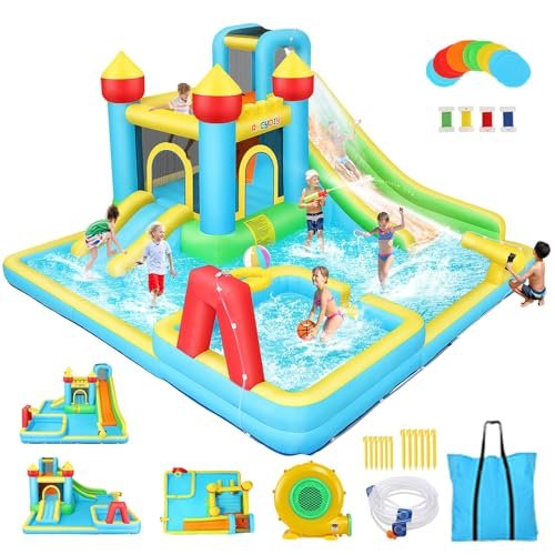 AKEYDIY Bounce House Water Slide,Giant Inflatable Water Slide for Big Kids 8-12 & Ages 3-10,Bounce House with Water Slide&Deep Pool,Blow Up Water Slides Outdoor Indoor Backyard for Family Kids Party