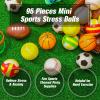 HyDren 96 Pieces Sports Stress Balls Mini Foam Sport Ball Squeeze Toy Include Storage Bag Basketball Football Baseball Soccer Tennis Volleyball for Stress Relief, Relaxation Party Favor for Boys Girls view 2