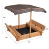 BIRASIL Wood Sandbox with Cover, Sand Box with 2 Bench Seats for Aged 3-8 Years Old, Sand Box for Backyard Garden, Beach Patio Outdoor (Natural Wood, 48 Inch) view 2
