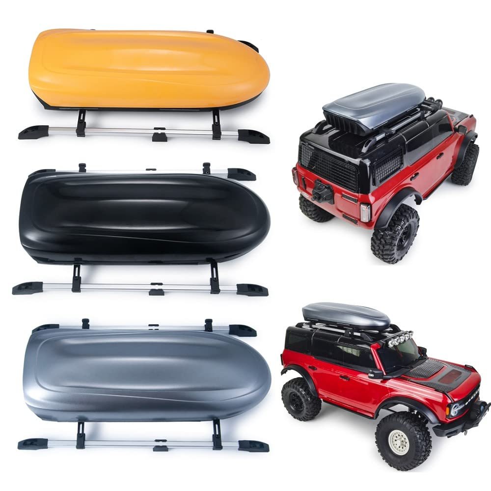 1/10th RC Roof Luggage Case Car Top Suitcase Box for TRX4 SCX10 1/10th RC Crawler Car Upgrades Accessories (Black)